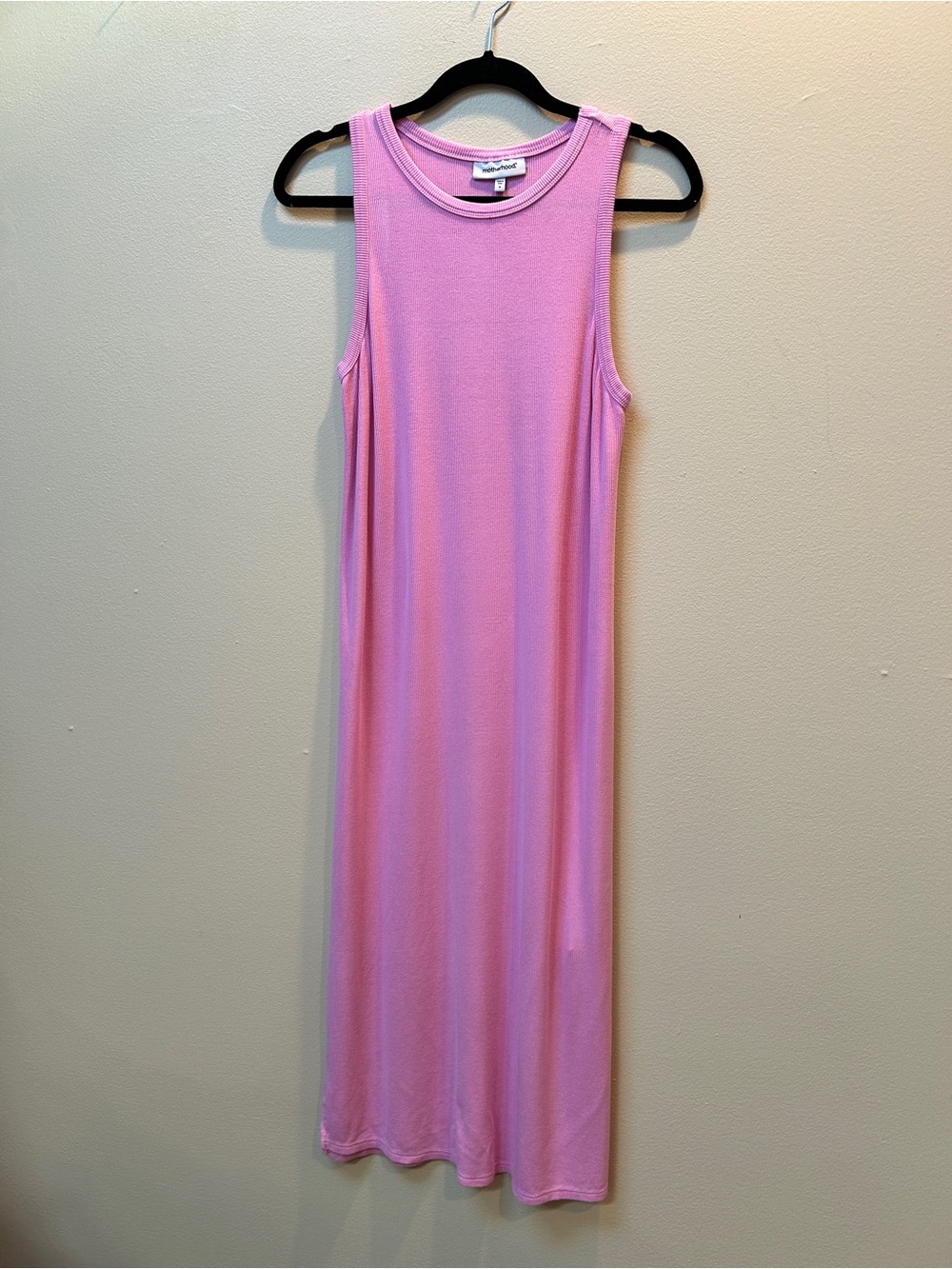 Motherhood Sleeveless Ribbed Knit Light Pink Midi Dress